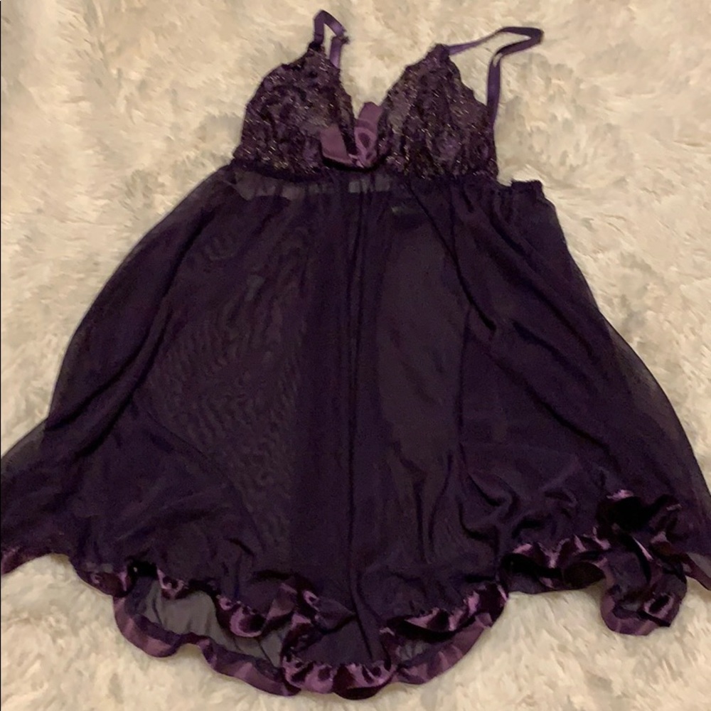 Fredericks Small Purple Baby Doll Lingerie